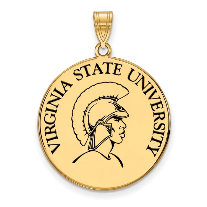Sterling Silver Goldplated Virginia State University Extra Large Enameled Disc Pendant TreasureFineJewelers Necklaces Sterling Silver Goldplated Virginia State University Extra Large Enameled Disc Pendant TreasureFineJewelers Necklaces