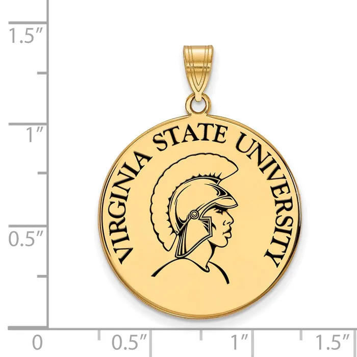 Sterling Silver Goldplated Virginia State University Extra Large Enameled Disc Pendant TreasureFineJewelers Necklaces