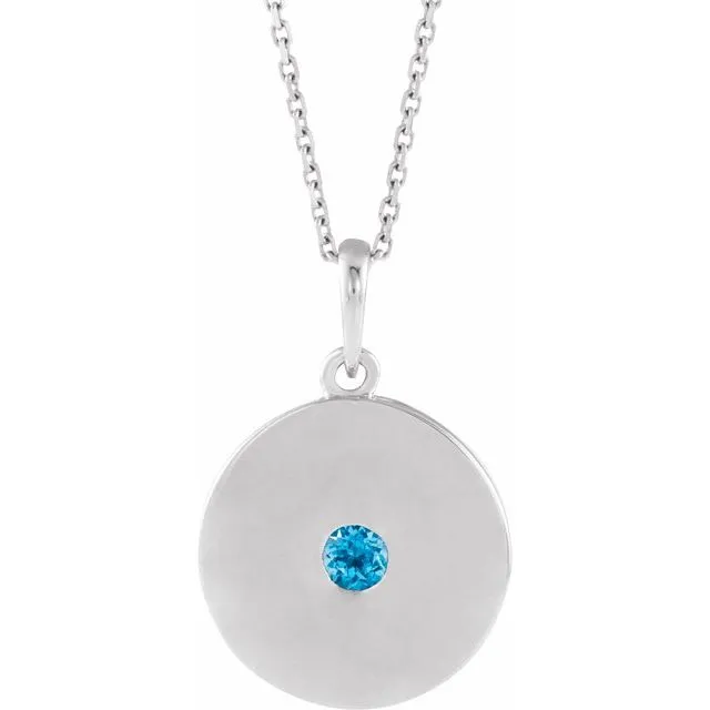 Sterling Silver Natural Swiss Blue Topaz Disc 1618 Necklace TreasureFineJewelers Necklaces Sterling Silver Natural Swiss Blue Topaz Disc 1618 Necklace TreasureFineJewelers Necklaces