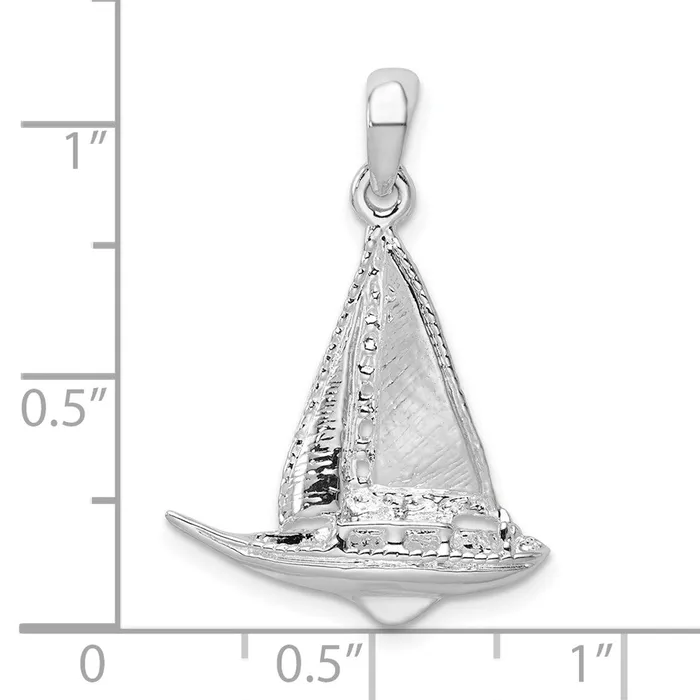 Sterling Silver Polished 3D Sailboat Pendant TreasureFineJewelers Necklaces