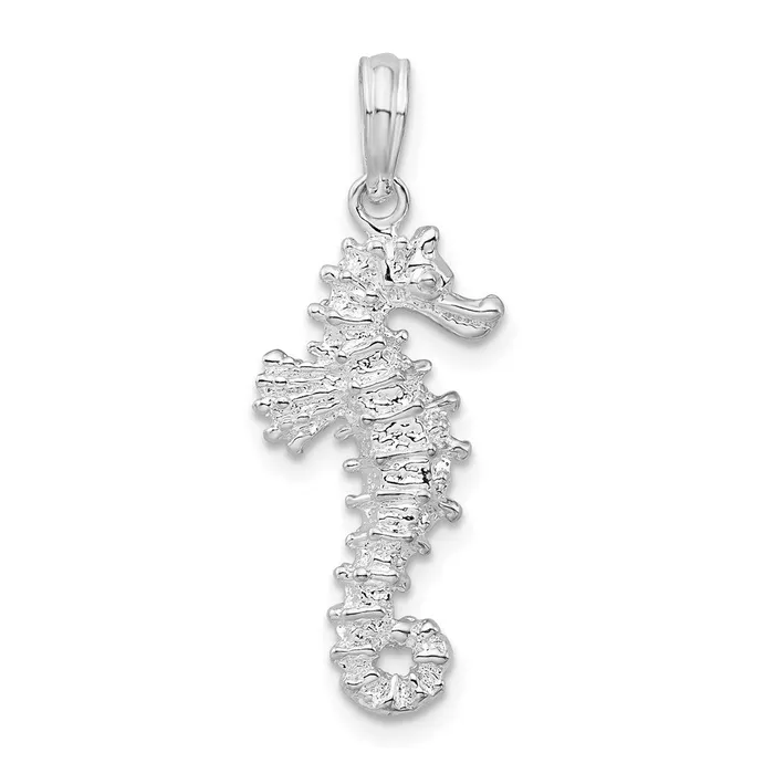 Sterling Silver Polished 3D Seahorse Pendant TreasureFineJewelers Necklaces