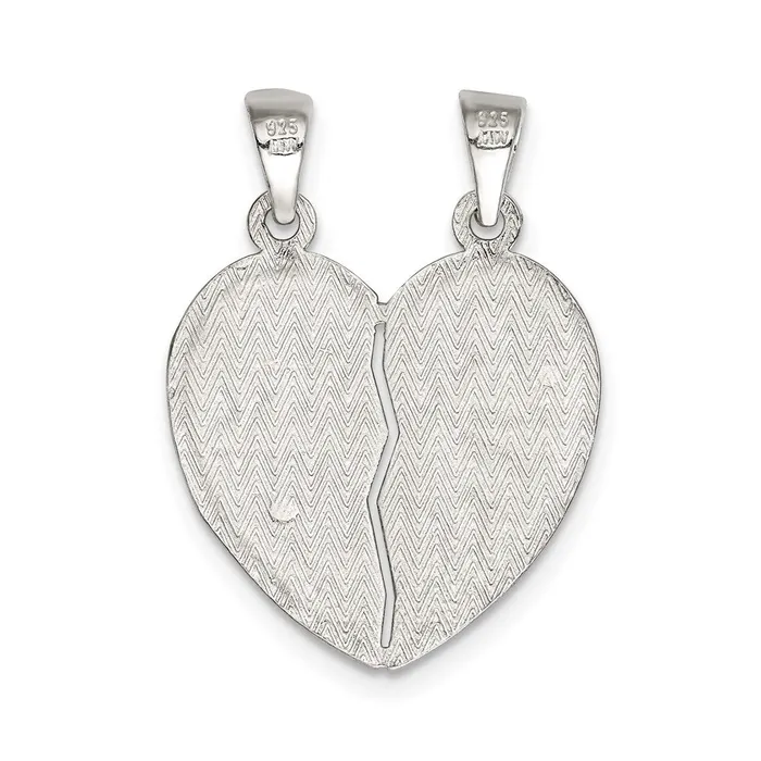 Sterling Silver Polished Best Friends Break Apart Heart Pendant TreasureFineJewelers Necklaces
