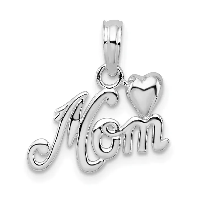 Sterling Silver Polished Mom wHeart Pendant TreasureFineJewelers Necklaces Sterling Silver Polished Mom wHeart Pendant TreasureFineJewelers Necklaces