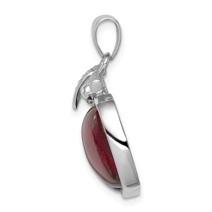 Sterling Silver Red CZ Cabochon Apple Pendant TreasureFineJewelers Necklaces