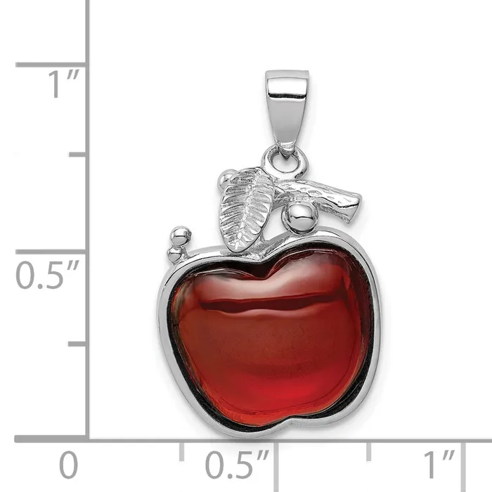 Sterling Silver Red CZ Cabochon Apple Pendant TreasureFineJewelers Necklaces
