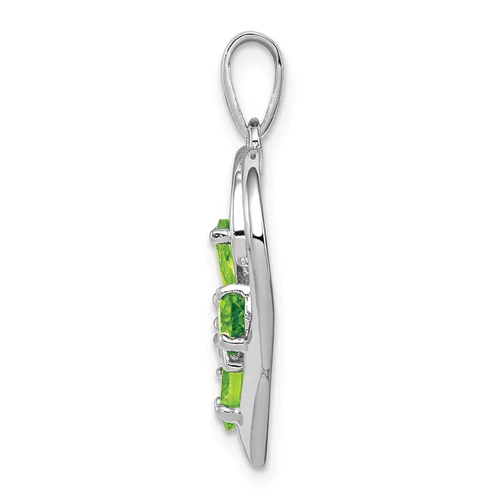 Sterling Silver RH Plated Peridot and Diamond Butterfly Heart Pendant TreasureFineJewelers Necklaces