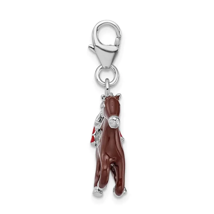 Sterling Silver RH w Lobster Clasp Enamel Jockey on Horse Charm TreasureFineJewelers Rings
