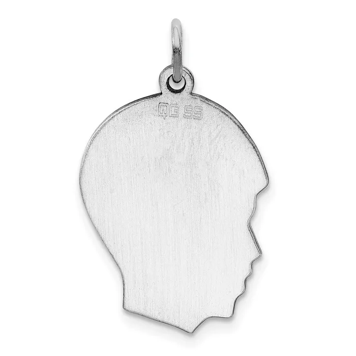 Sterling Silver Rhodplate Eng Boy Polished FrontSatin Back Disc Charm TreasureFineJewelers Rings