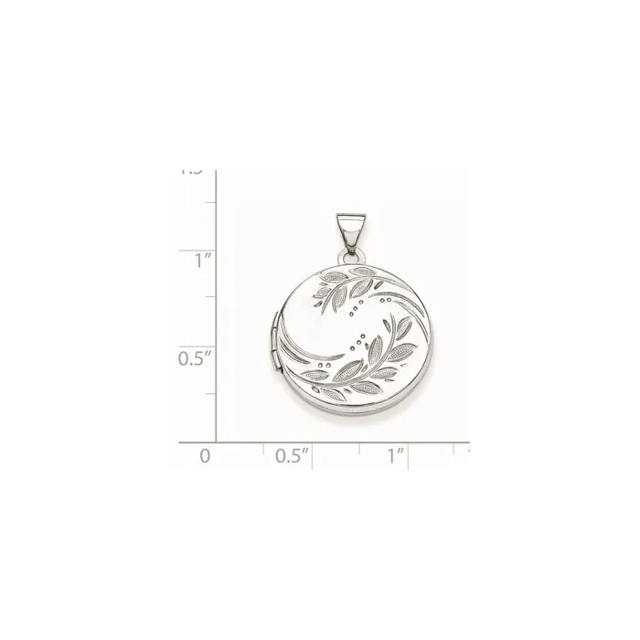 Sterling Silver Rhodiumplated 20mm Round Leaf Floral Locket TreasureFineJewelers Rings