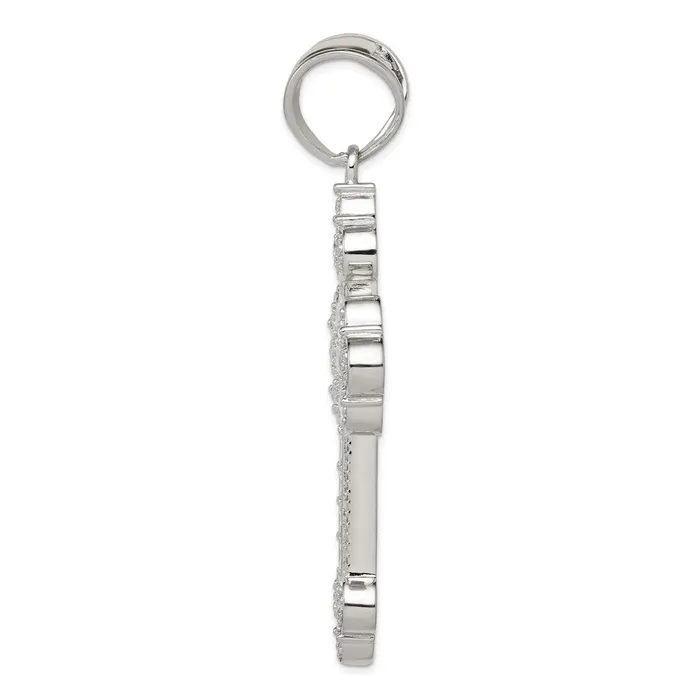 Sterling Silver Rhodiumplated CZ Budded Cross Pendant TreasureFineJewelers Necklaces