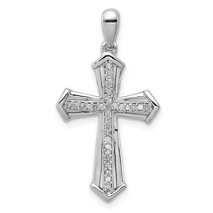 Sterling Silver Rhodiumplated Diamond Cross Pendant TreasureFineJewelers Necklaces Sterling Silver Rhodiumplated Diamond Cross Pendant TreasureFineJewelers Necklaces