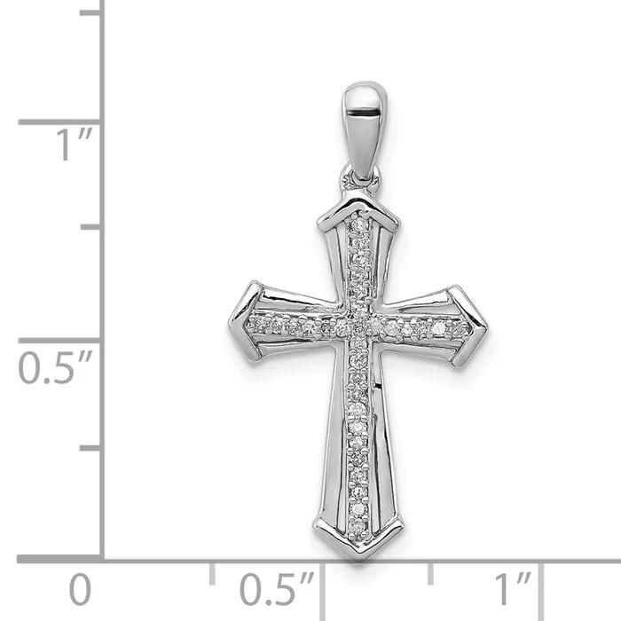 Sterling Silver Rhodiumplated Diamond Cross Pendant TreasureFineJewelers Necklaces