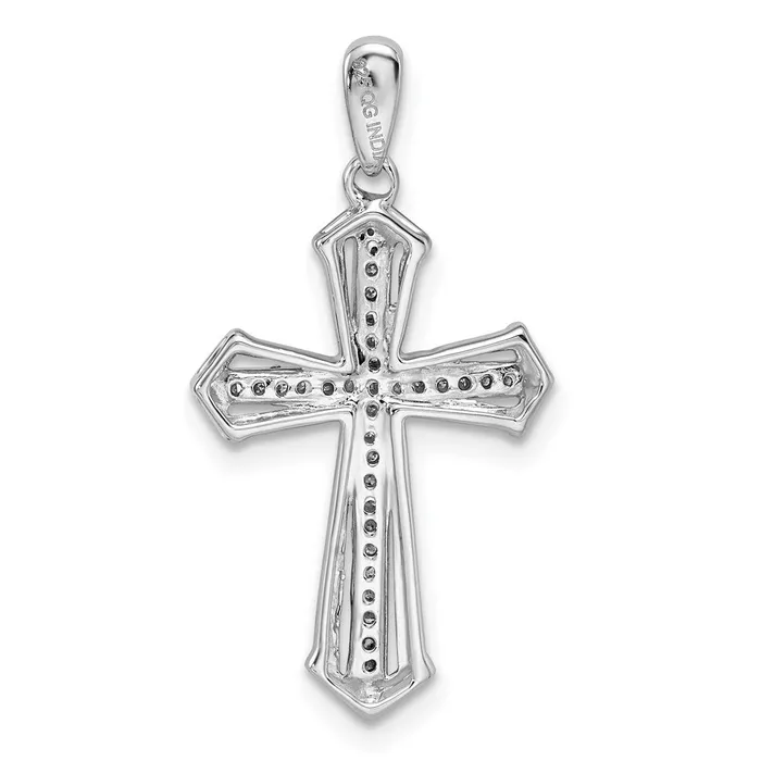 Sterling Silver Rhodiumplated Diamond Cross Pendant TreasureFineJewelers Necklaces