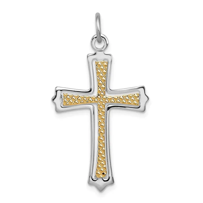 Sterling Silver Rhodiumplated Goldplated Cross Pendant TreasureFineJewelers Necklaces