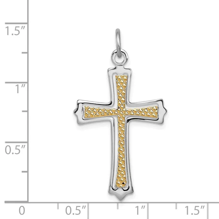 Sterling Silver Rhodiumplated Goldplated Cross Pendant TreasureFineJewelers Necklaces