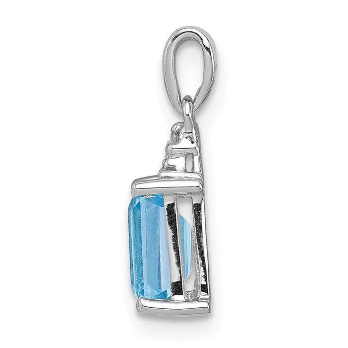 Sterling Silver Rhodiumplated Light Swiss Blue Topaz Diamond Pendant TreasureFineJewelers Necklaces