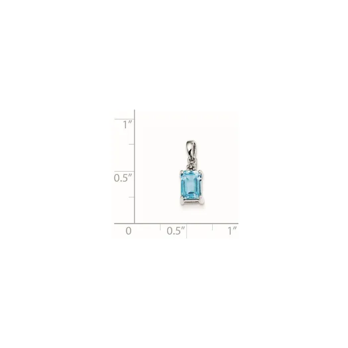 Sterling Silver Rhodiumplated Light Swiss Blue Topaz Diamond Pendant TreasureFineJewelers Necklaces