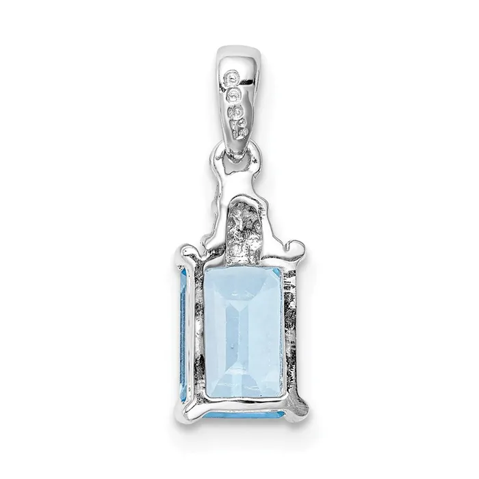 Sterling Silver Rhodiumplated Light Swiss Blue Topaz Diamond Pendant TreasureFineJewelers Necklaces