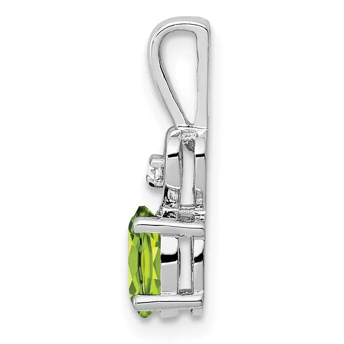 Sterling Silver Rhodiumplated Peridot Diam Pendant TreasureFineJewelers Necklaces