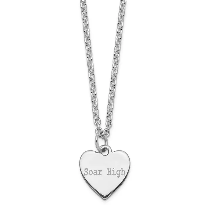 Sterling Silver RhodiumPlated Polished Satin Soar High Heart Charm TreasureFineJewelers Rings