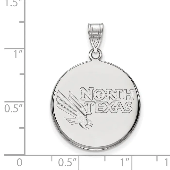 Sterling Silver Rhodiumplated University of North Texas Large Disc Pendant TreasureFineJewelers Necklaces