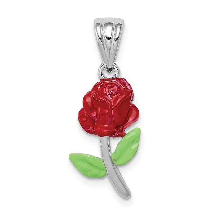 Sterling Silver RhodiumplatedEnamel Flower Charm TreasureFineJewelers Rings