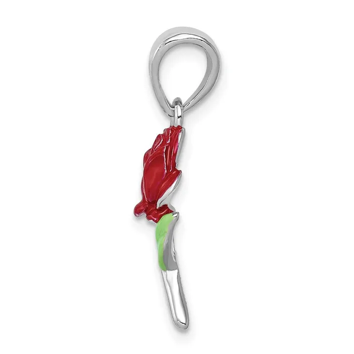 Sterling Silver RhodiumplatedEnamel Flower Charm TreasureFineJewelers Rings