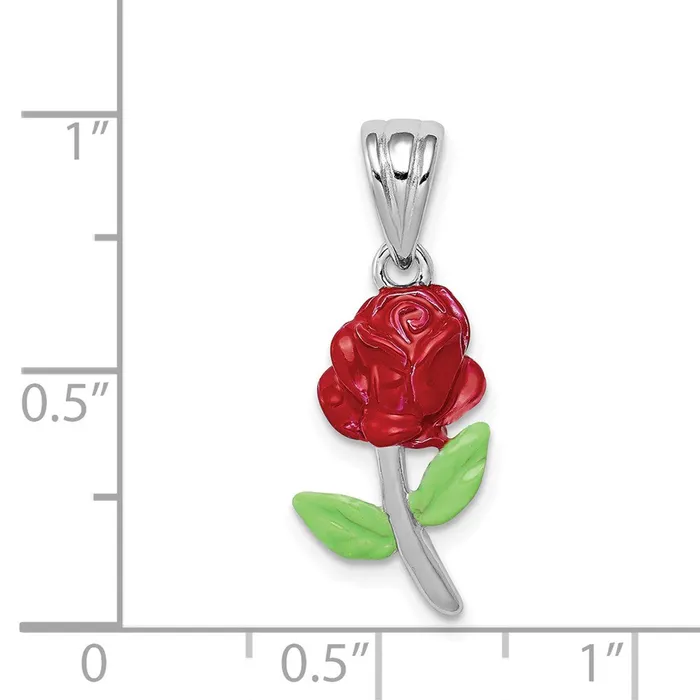 Sterling Silver RhodiumplatedEnamel Flower Charm TreasureFineJewelers Rings
