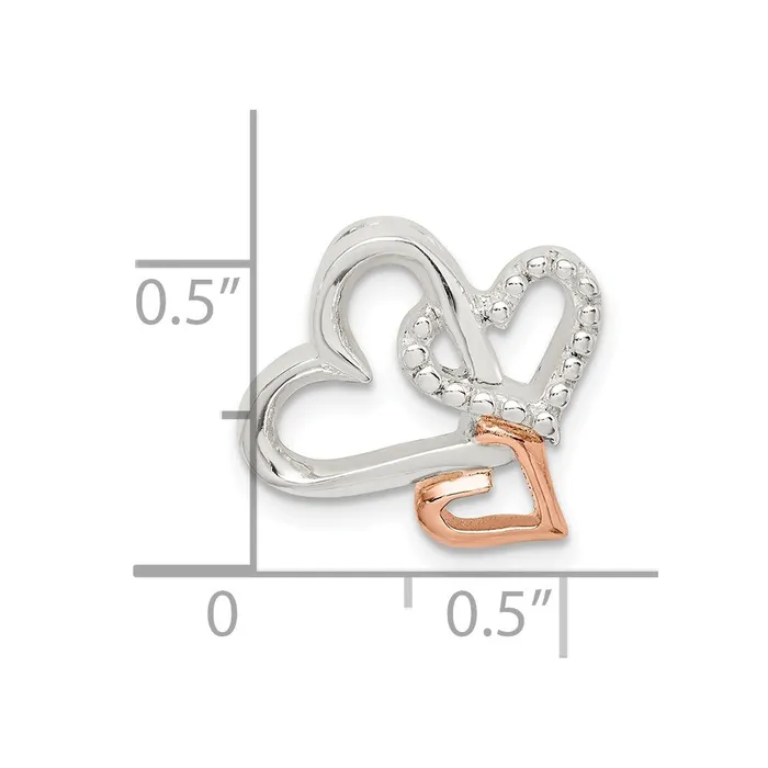 Sterling Silver Rose Tone Heart Chain Slide TreasureFineJewelers Rings