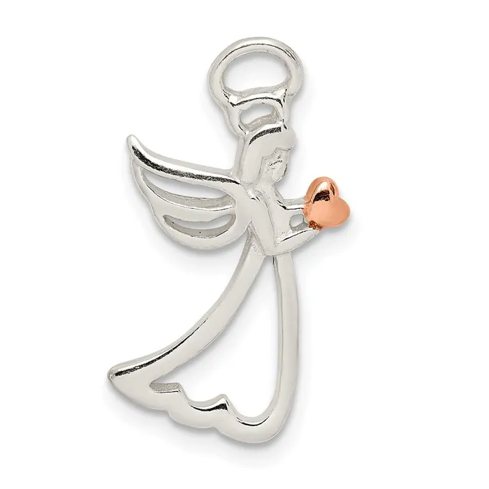 Sterling Silver Rose Tone Polished Angel Pendant TreasureFineJewelers Necklaces Sterling Silver Rose Tone Polished Angel Pendant TreasureFineJewelers Necklaces