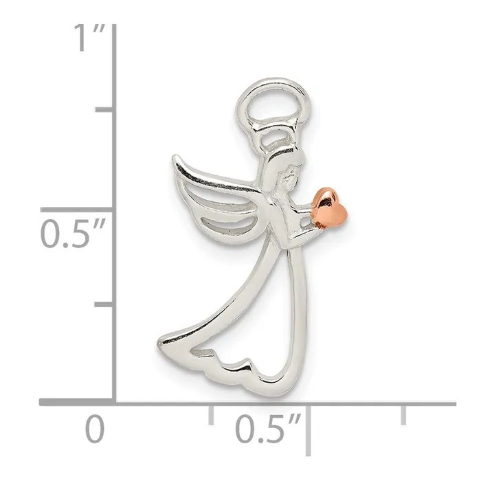 Sterling Silver Rose Tone Polished Angel Pendant TreasureFineJewelers Necklaces