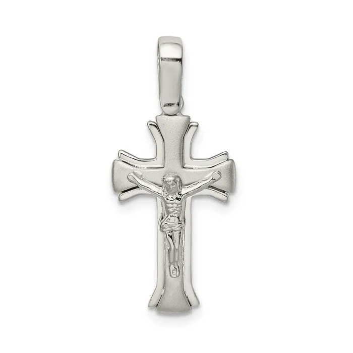Sterling Silver Satin Polished Crucifix Pendant TreasureFineJewelers Necklaces Sterling Silver Satin Polished Crucifix Pendant TreasureFineJewelers Necklaces