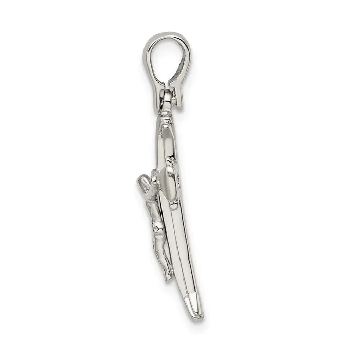 Sterling Silver Satin Polished Crucifix Pendant TreasureFineJewelers Necklaces