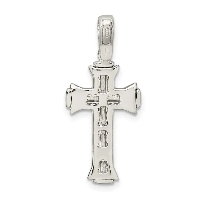 Sterling Silver Satin Polished Crucifix Pendant TreasureFineJewelers Necklaces