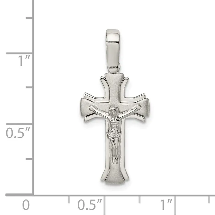 Sterling Silver Satin Polished Crucifix Pendant TreasureFineJewelers Necklaces