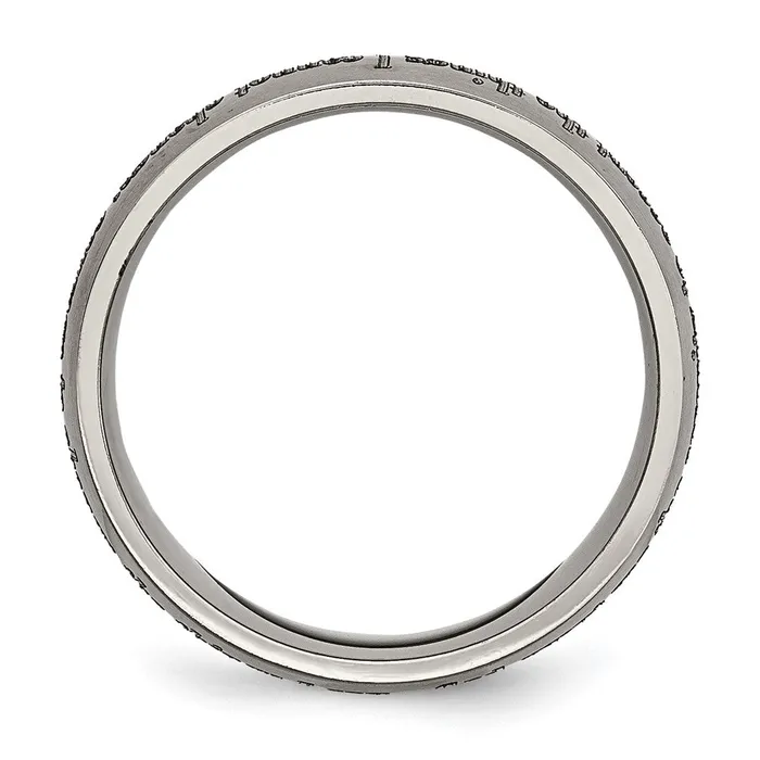 Titanium Brushed Serenity Prayer Laser Design 8mm Band TreasureFineJewelers Rings