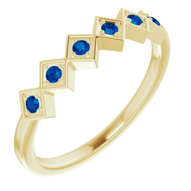 TreasureFineJeweler Rings 14K Yellow Natural Blue Sapphire Stackable Ring TreasureFineJeweler Rings 14K Yellow Natural Blue Sapphire Stackable Ring