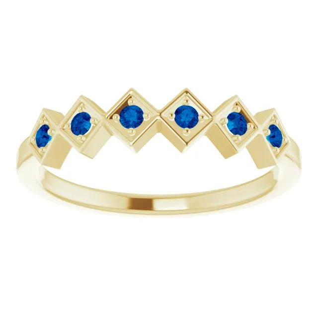 TreasureFineJeweler Rings 14K Yellow Natural Blue Sapphire Stackable Ring