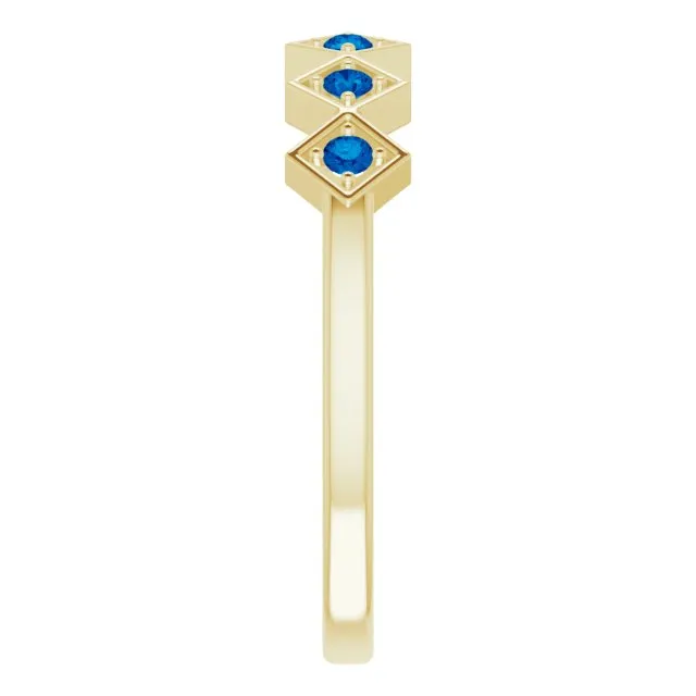 TreasureFineJeweler Rings 14K Yellow Natural Blue Sapphire Stackable Ring