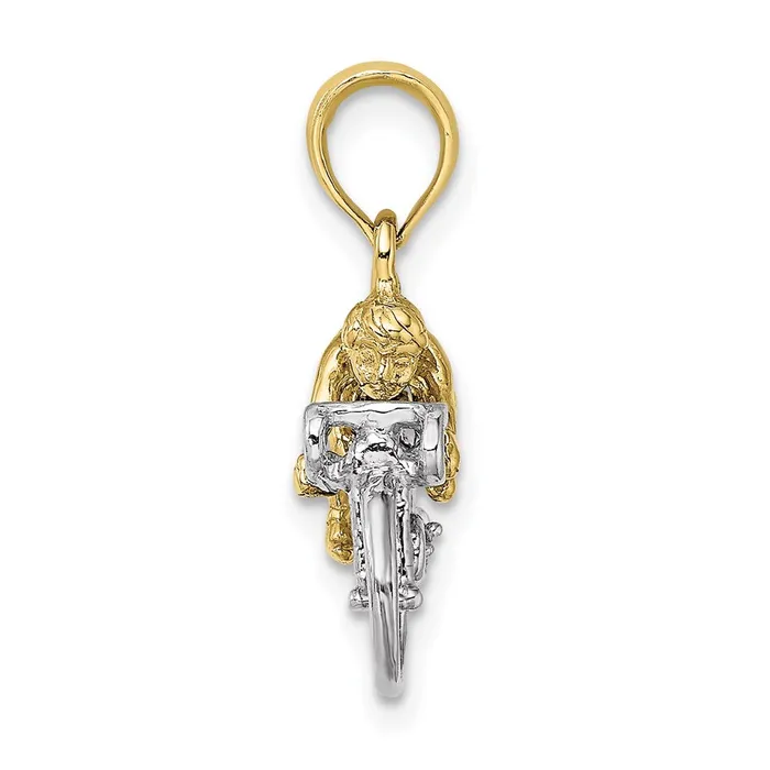 TreasureFineJewelers 10K W Rhodium 3D Bicycle With Rider Charm Charm Necklaces