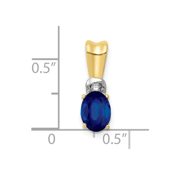 TreasureFineJewelers 10k wRhodium Diamond and Oval Sapphire Pendant Necklaces