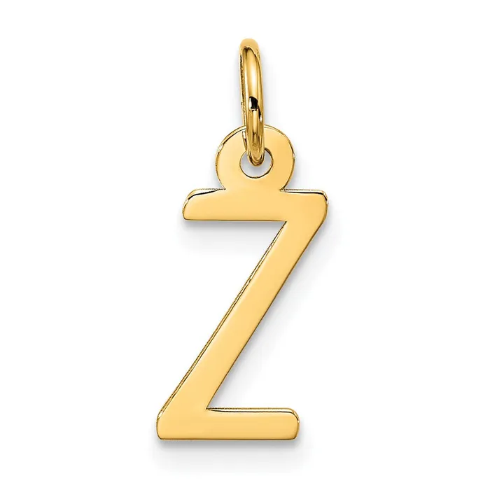 TreasureFineJewelers 10k Yellow Gold Large Slanted Block Initial Z Charm Charm Necklaces TreasureFineJewelers 10k Yellow Gold Large Slanted Block Initial Z Charm Charm Necklaces