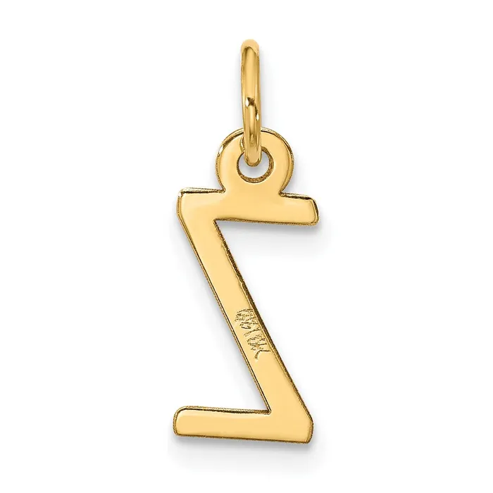 TreasureFineJewelers 10k Yellow Gold Large Slanted Block Initial Z Charm Charm Necklaces