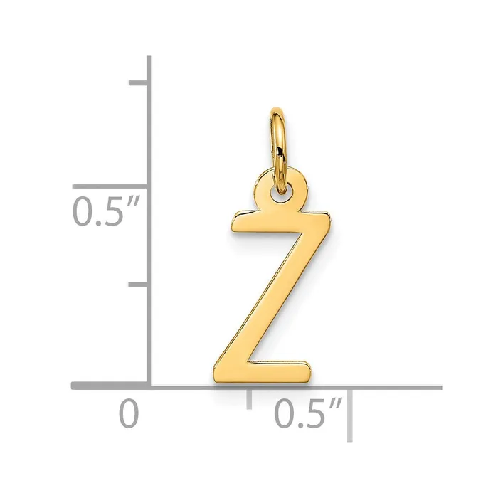 TreasureFineJewelers 10k Yellow Gold Large Slanted Block Initial Z Charm Charm Necklaces