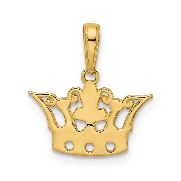 TreasureFineJewelers 14k and White Rhodium Diamondcut Crown Pendant Necklaces