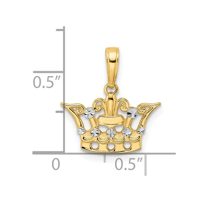 TreasureFineJewelers 14k and White Rhodium Diamondcut Crown Pendant Necklaces