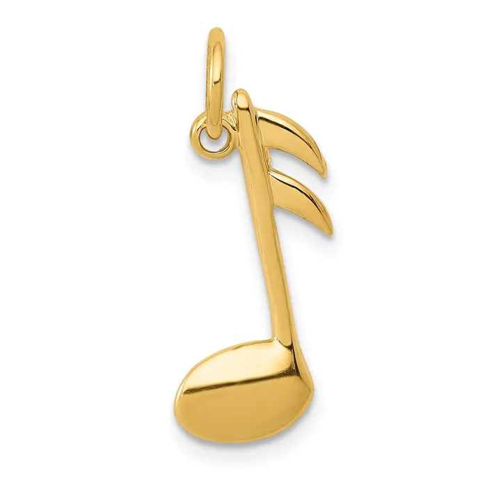 TreasureFineJewelers 14k Polished FlatBacked Musical Note Charm Charm Necklaces TreasureFineJewelers 14k Polished FlatBacked Musical Note Charm Charm Necklaces