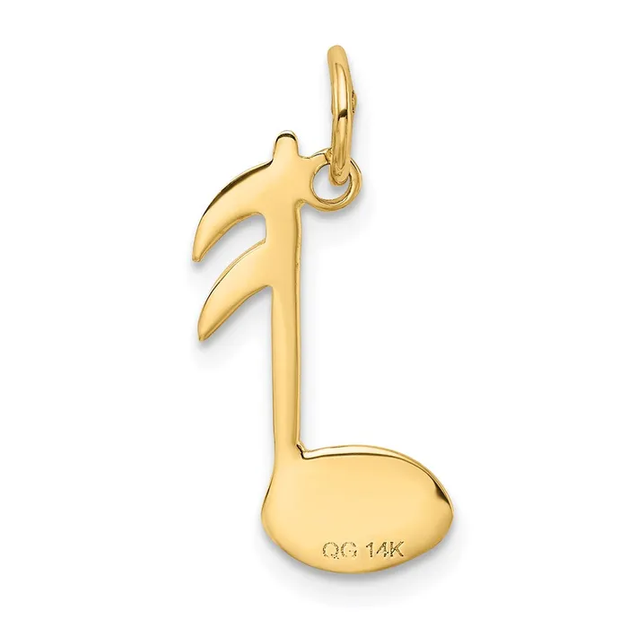 TreasureFineJewelers 14k Polished FlatBacked Musical Note Charm Charm Necklaces
