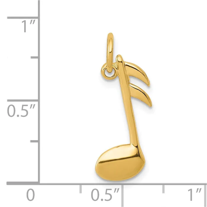 TreasureFineJewelers 14k Polished FlatBacked Musical Note Charm Charm Necklaces
