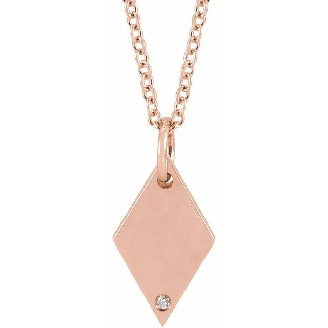 TreasureFineJewelers 14K Rose Gold 0025 CT Natural Diamond Rhombus 1618 Necklace Necklaces TreasureFineJewelers 14K Rose Gold 0025 CT Natural Diamond Rhombus 1618 Necklace Necklaces